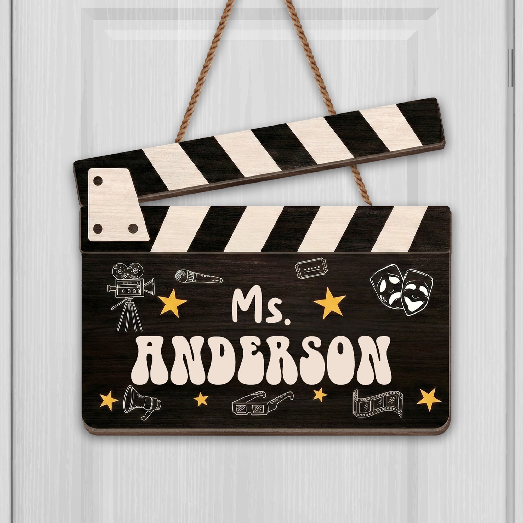 Personalized Classroom Wood Sign Custom Name Drama Gift for Teacher