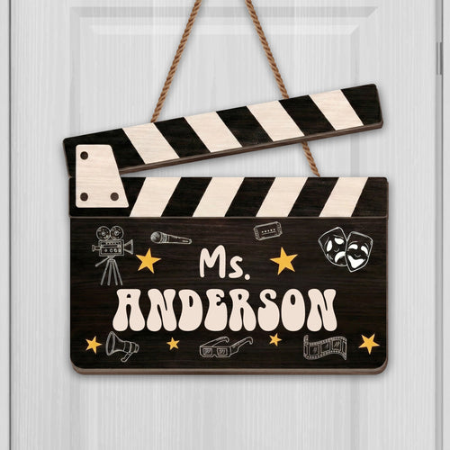 Personalized Classroom Wood Sign Custom Name Drama Gift for Teacher