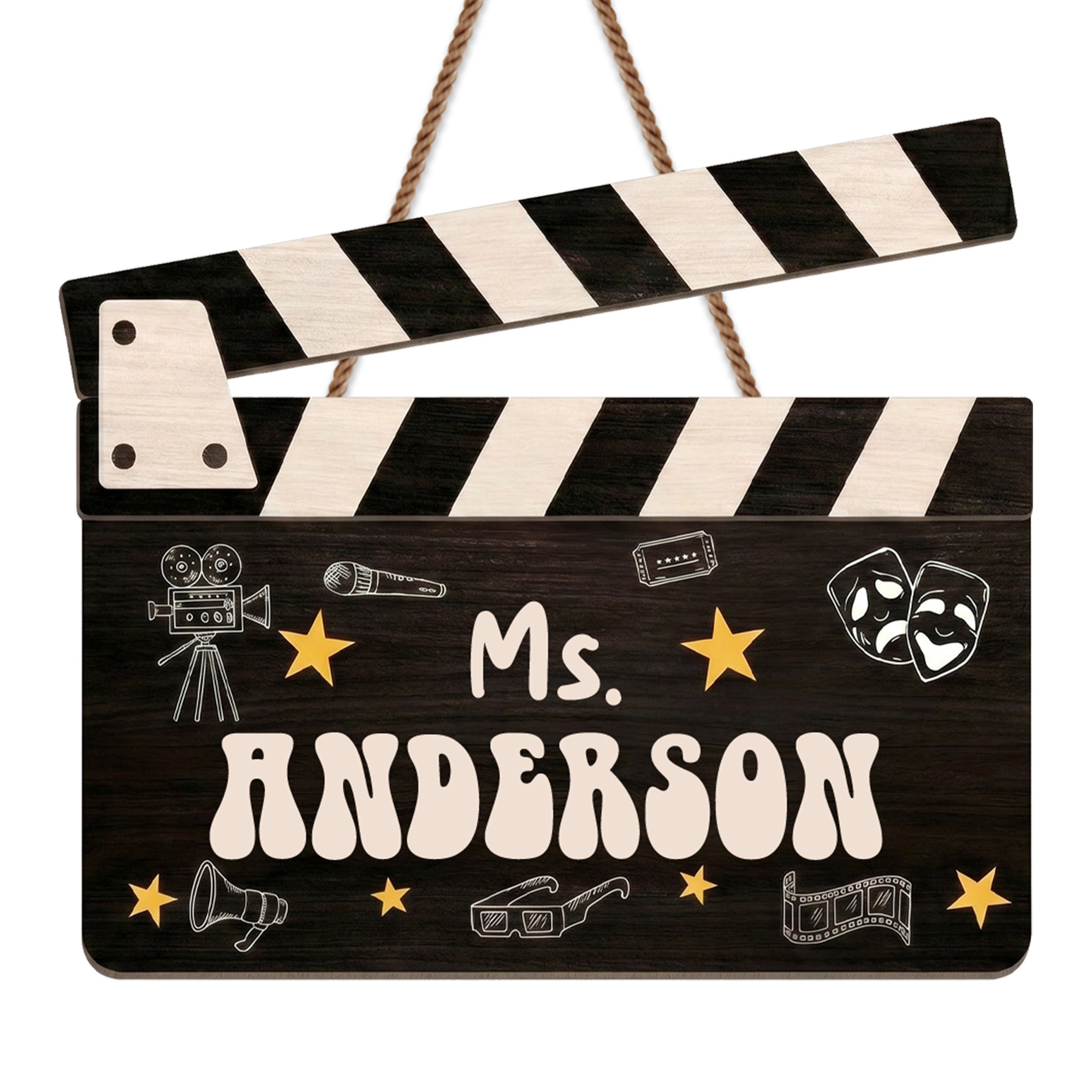 Personalized Classroom Wood Sign Custom Name Drama Gift for Teacher