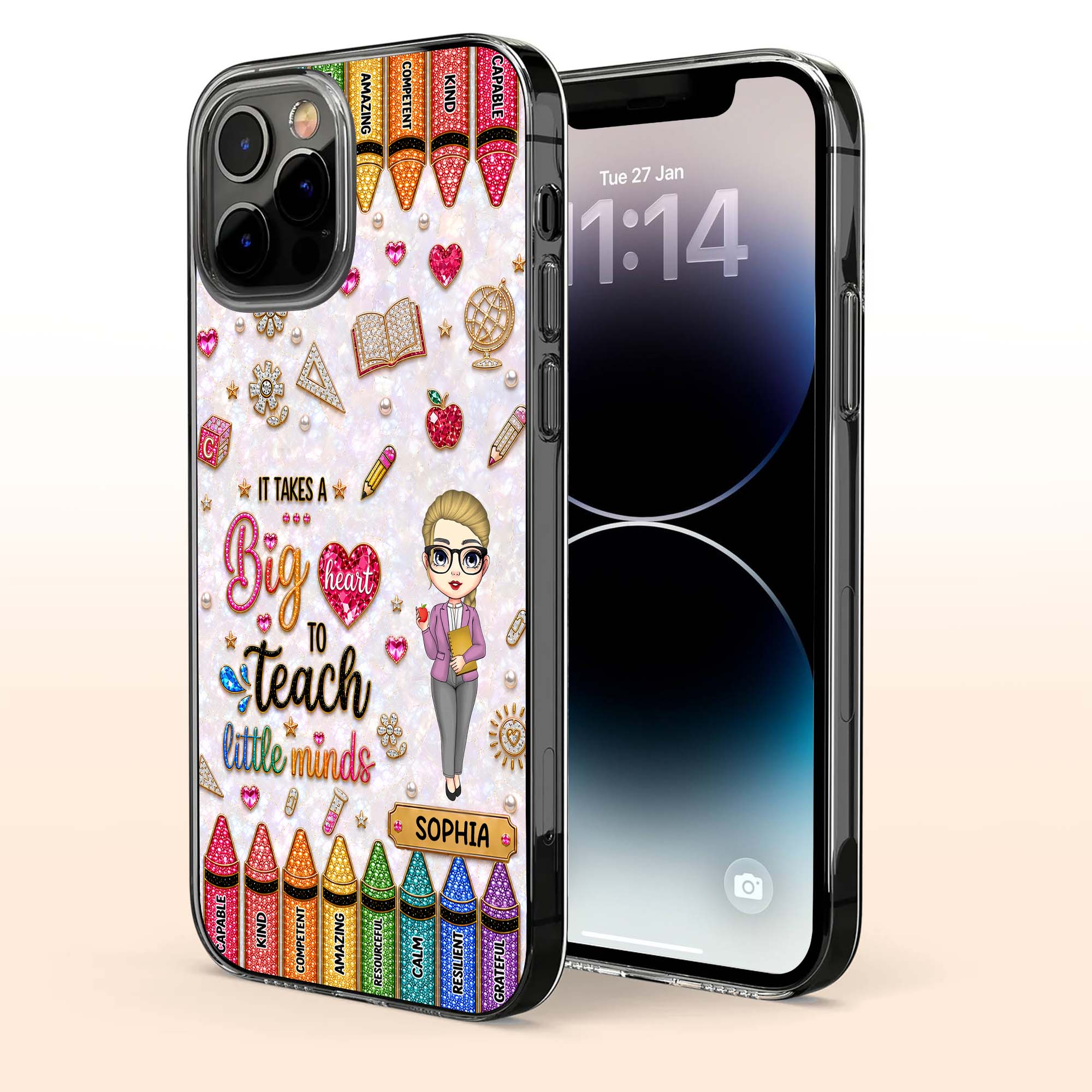 Personalized Clear Phone Case Custom Teacher Gift for Educator