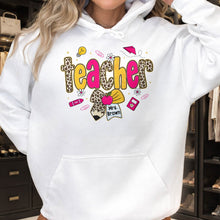 Load image into Gallery viewer, Personalized Teacher T-Shirt Hoodie Custom Name Leopard Print Gift
