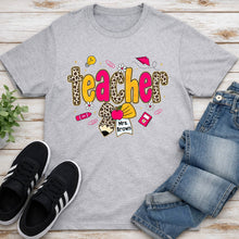 Load image into Gallery viewer, Personalized Teacher T-Shirt Hoodie Custom Name Leopard Print Gift
