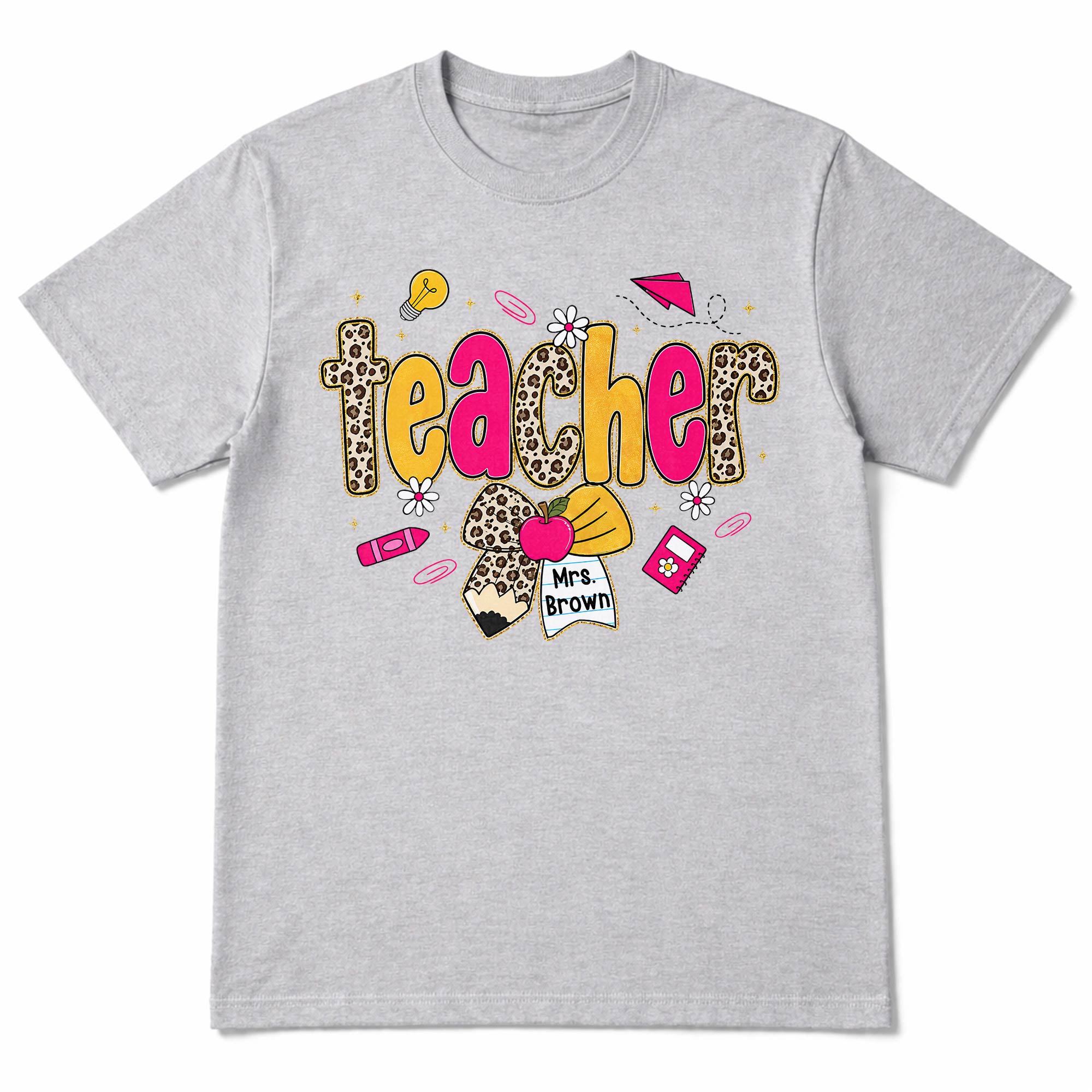 Personalized Teacher T-Shirt Hoodie Custom Name Leopard Print Gift