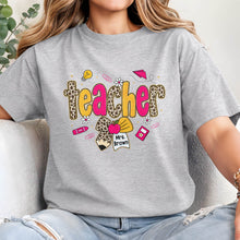 Load image into Gallery viewer, Personalized Teacher T-Shirt Hoodie Custom Name Leopard Print Gift
