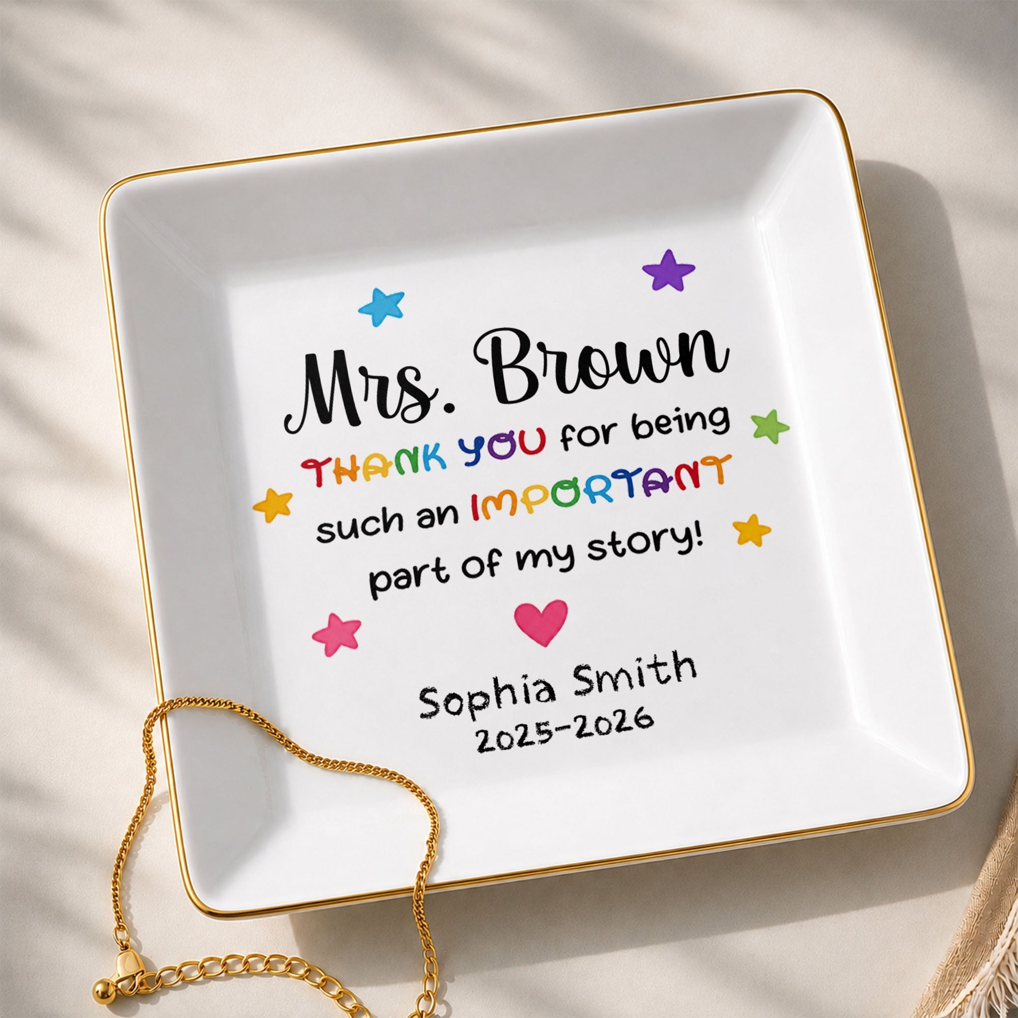 Personalized Ceramic Jewelry Dish Custom Teacher Gift