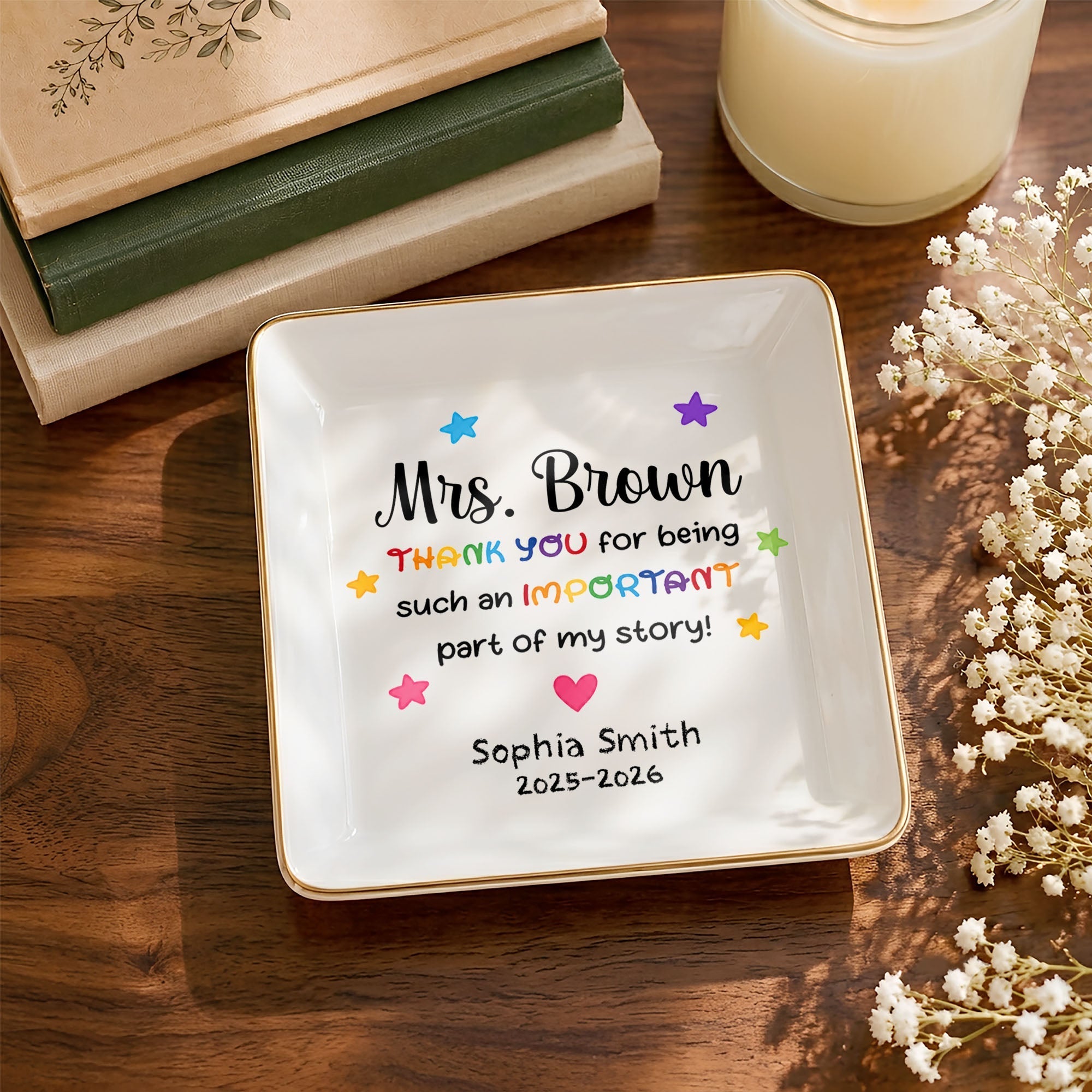 Personalized Ceramic Jewelry Dish Custom Teacher Gift