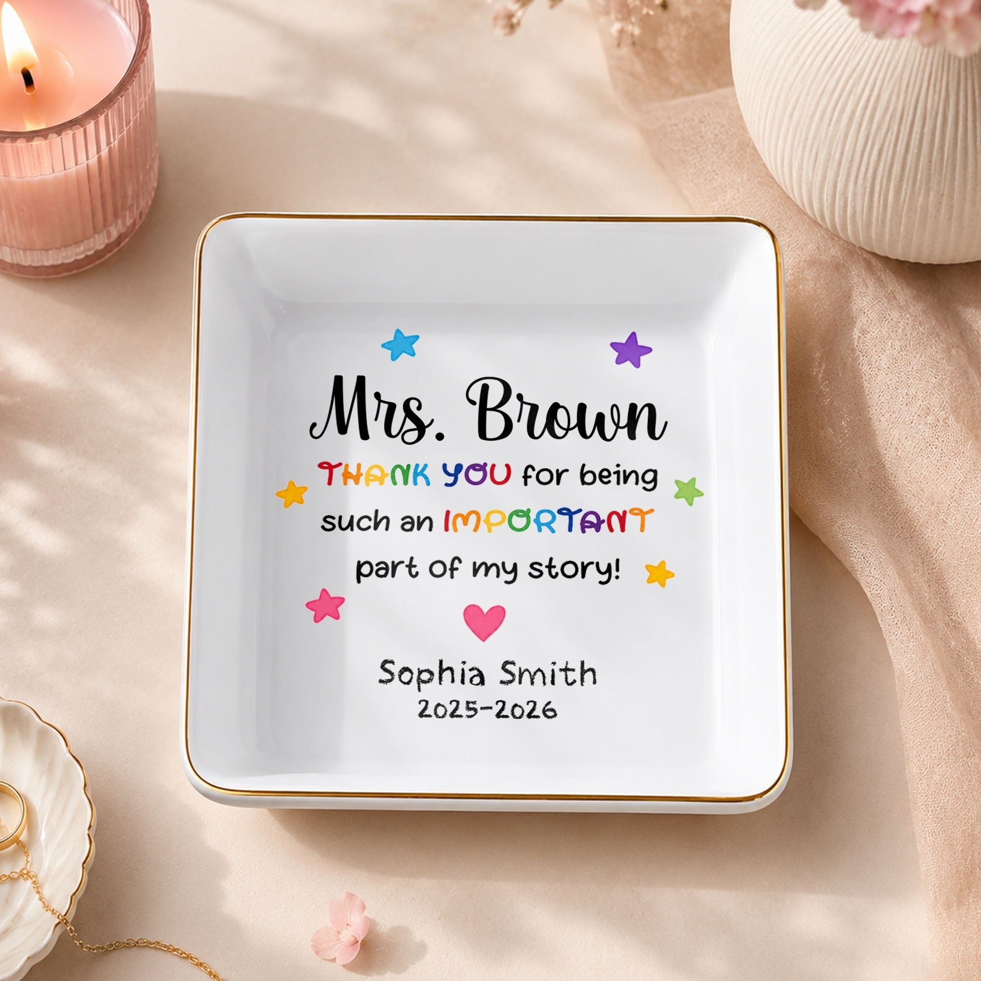 Personalized Ceramic Jewelry Dish Custom Teacher Gift