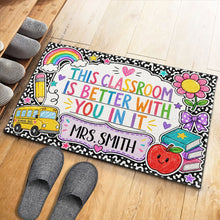 Load image into Gallery viewer, Personalized Doormat with Classroom Rainbow Apple for Teacher
