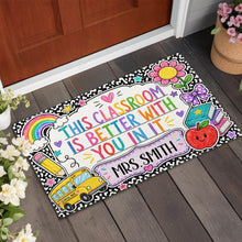 Load image into Gallery viewer, Personalized Doormat with Classroom Rainbow Apple for Teacher
