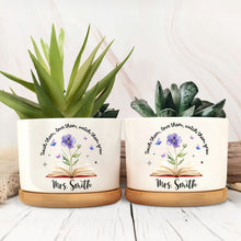 Load image into Gallery viewer, Personalized Ceramic Plant Pot Custom Engraved Gift for Teachers

