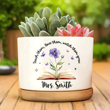 Load image into Gallery viewer, Personalized Ceramic Plant Pot Custom Engraved Gift for Teachers
