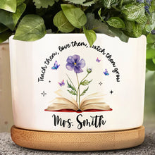 Load image into Gallery viewer, Personalized Ceramic Plant Pot Custom Engraved Gift for Teachers
