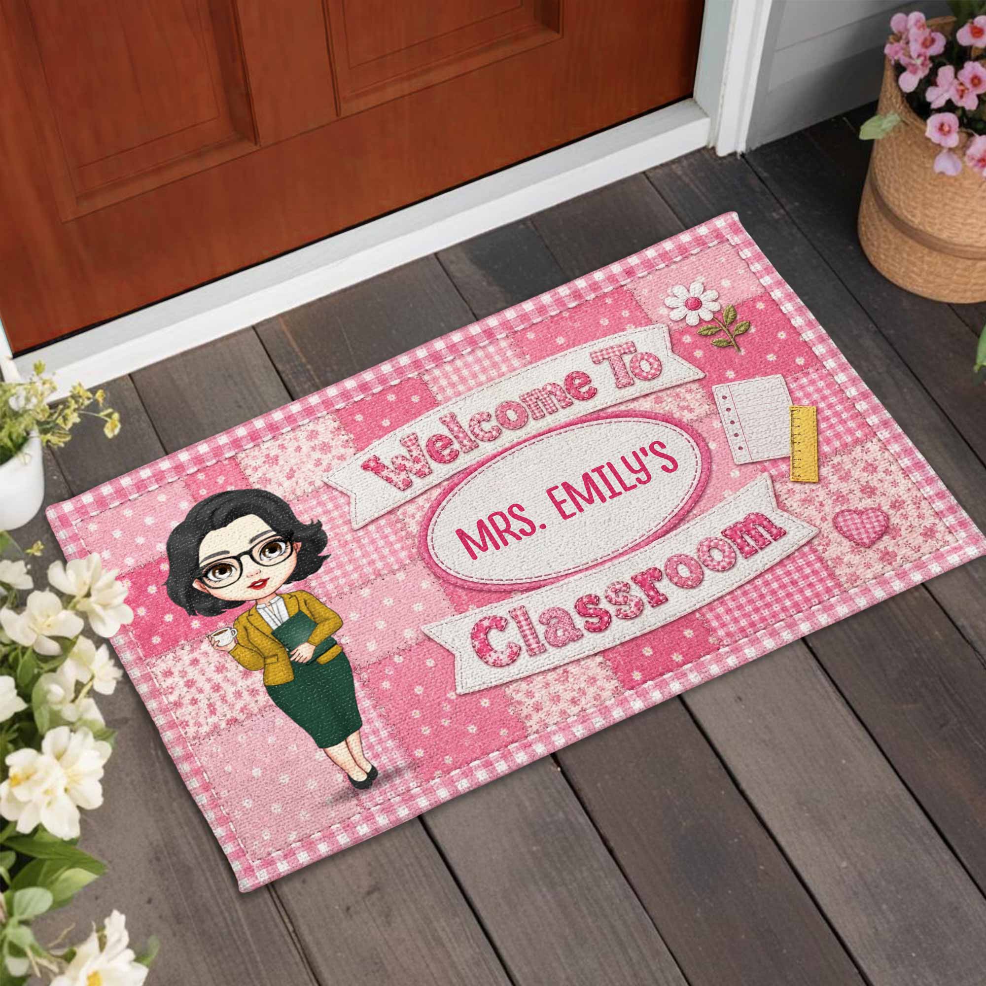 Personalized Teacher Doormat Custom Name Classroom Gift