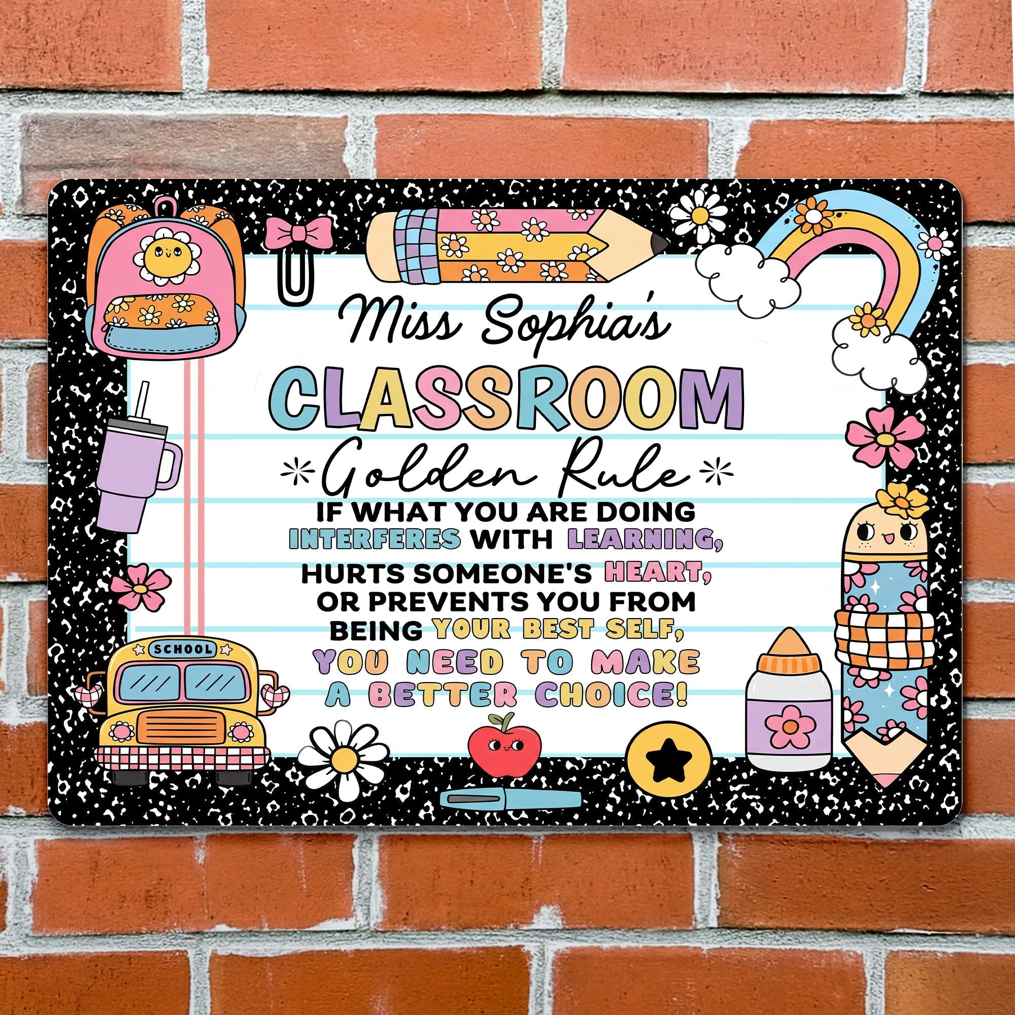 Personalized Metal Sign Custom Name Teacher Decor Gift