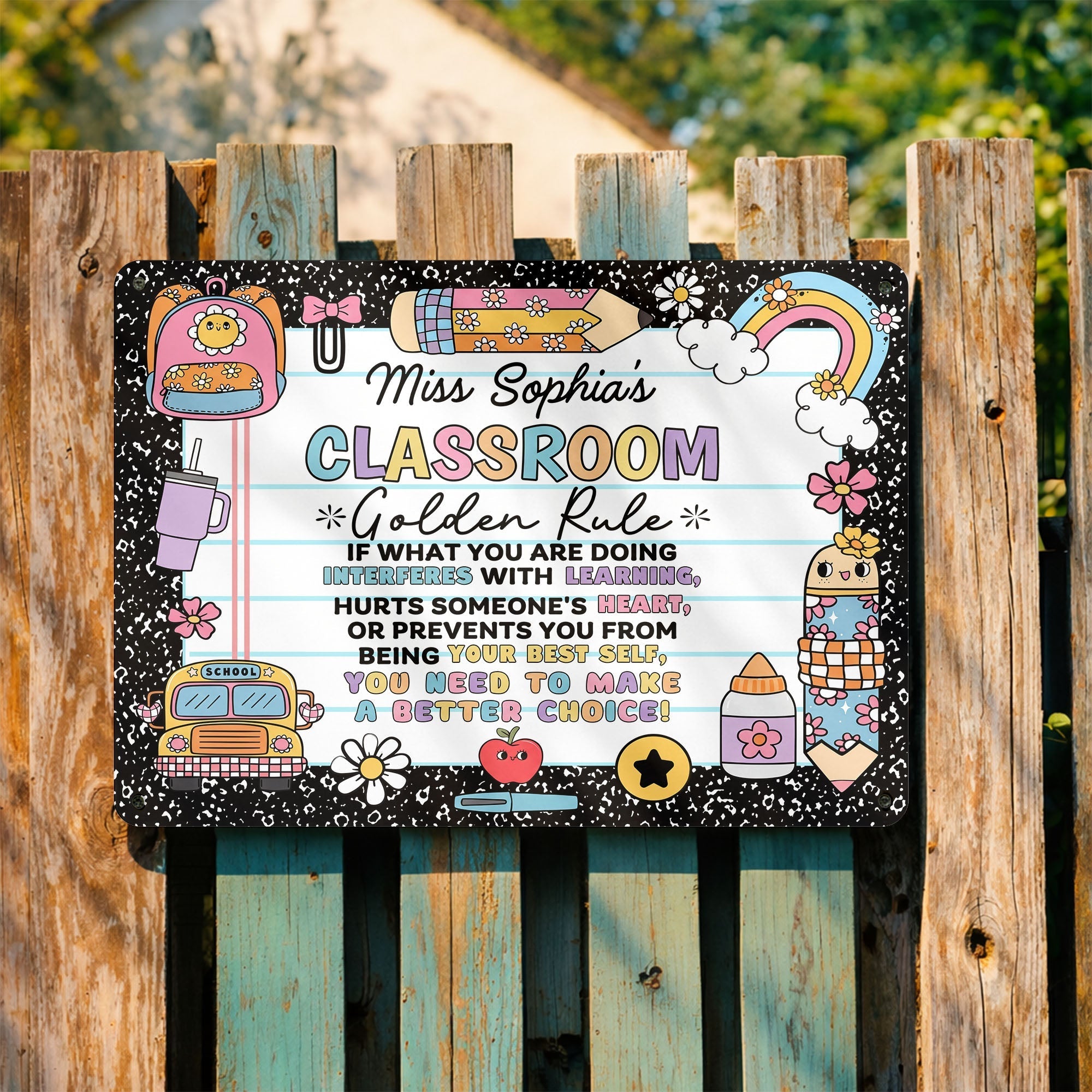 Personalized Metal Sign Custom Name Teacher Decor Gift