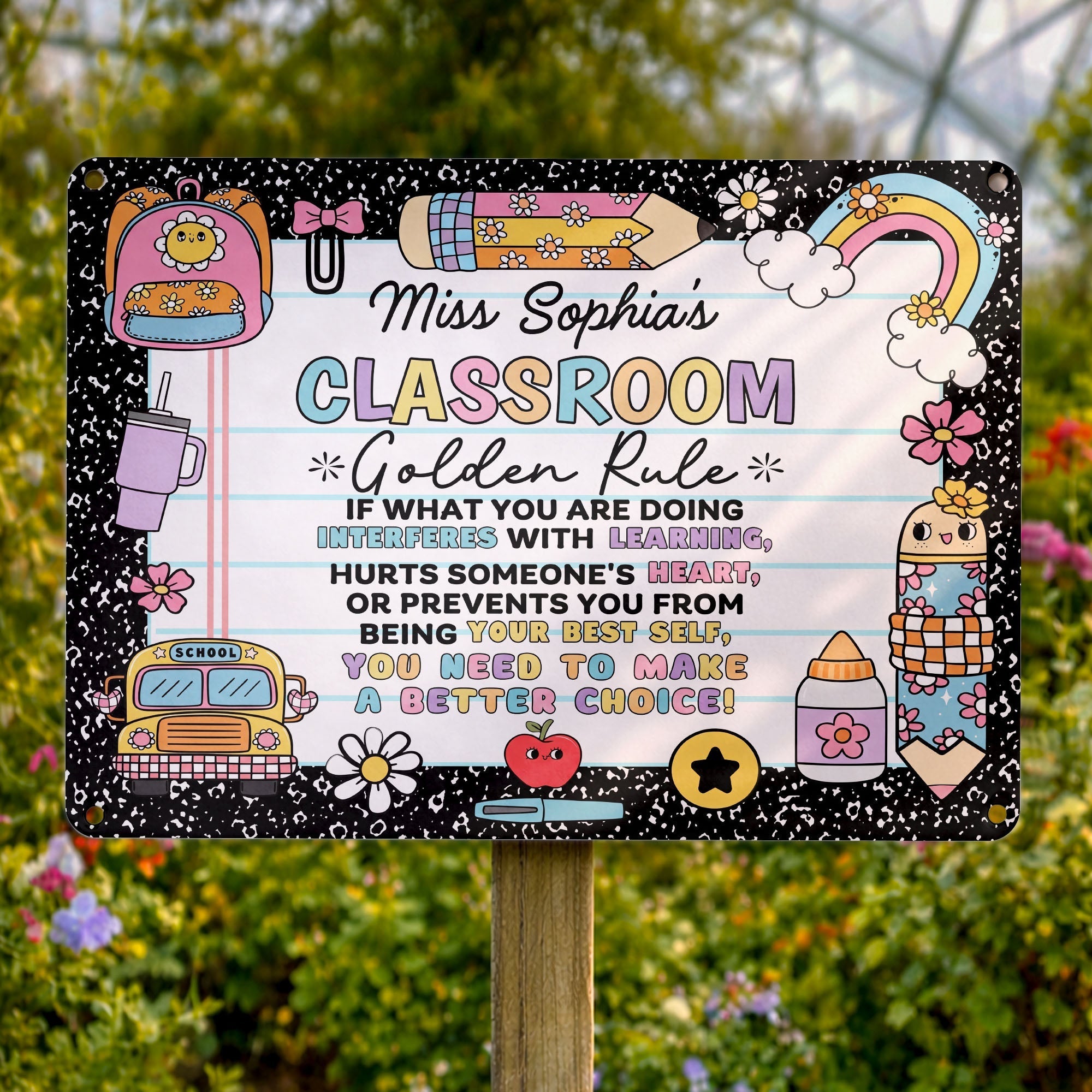 Personalized Metal Sign Custom Name Teacher Decor Gift