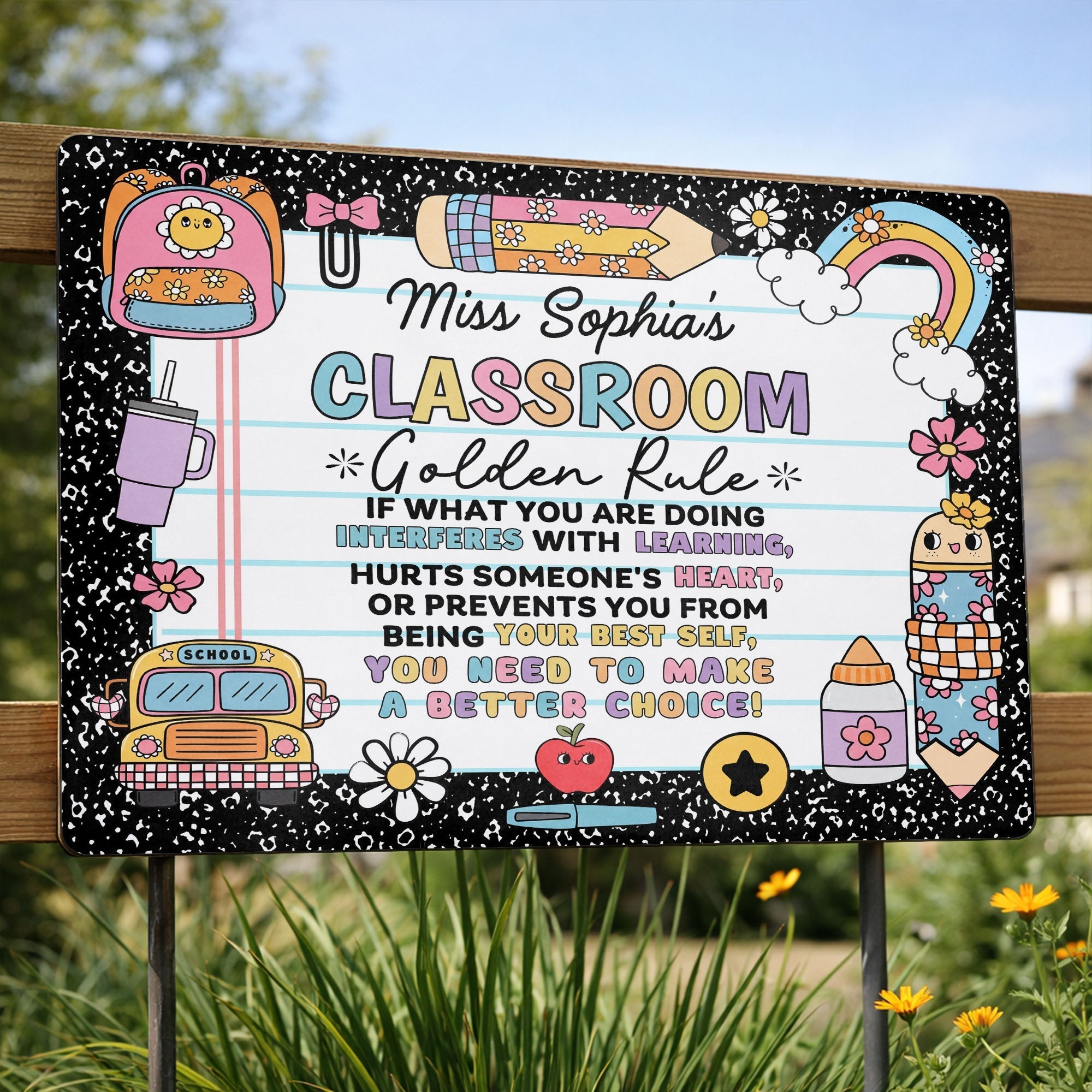 Personalized Metal Sign Custom Name Teacher Decor Gift
