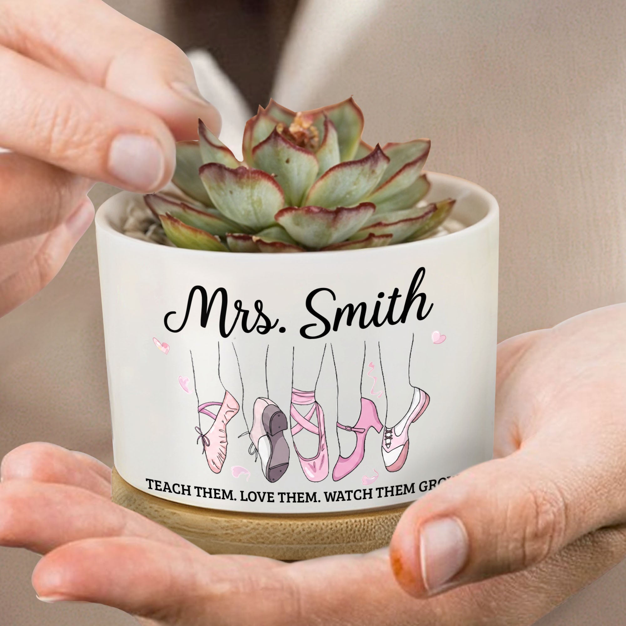 Personalized Ceramic Plant Pot Custom Name Gift for Teachers