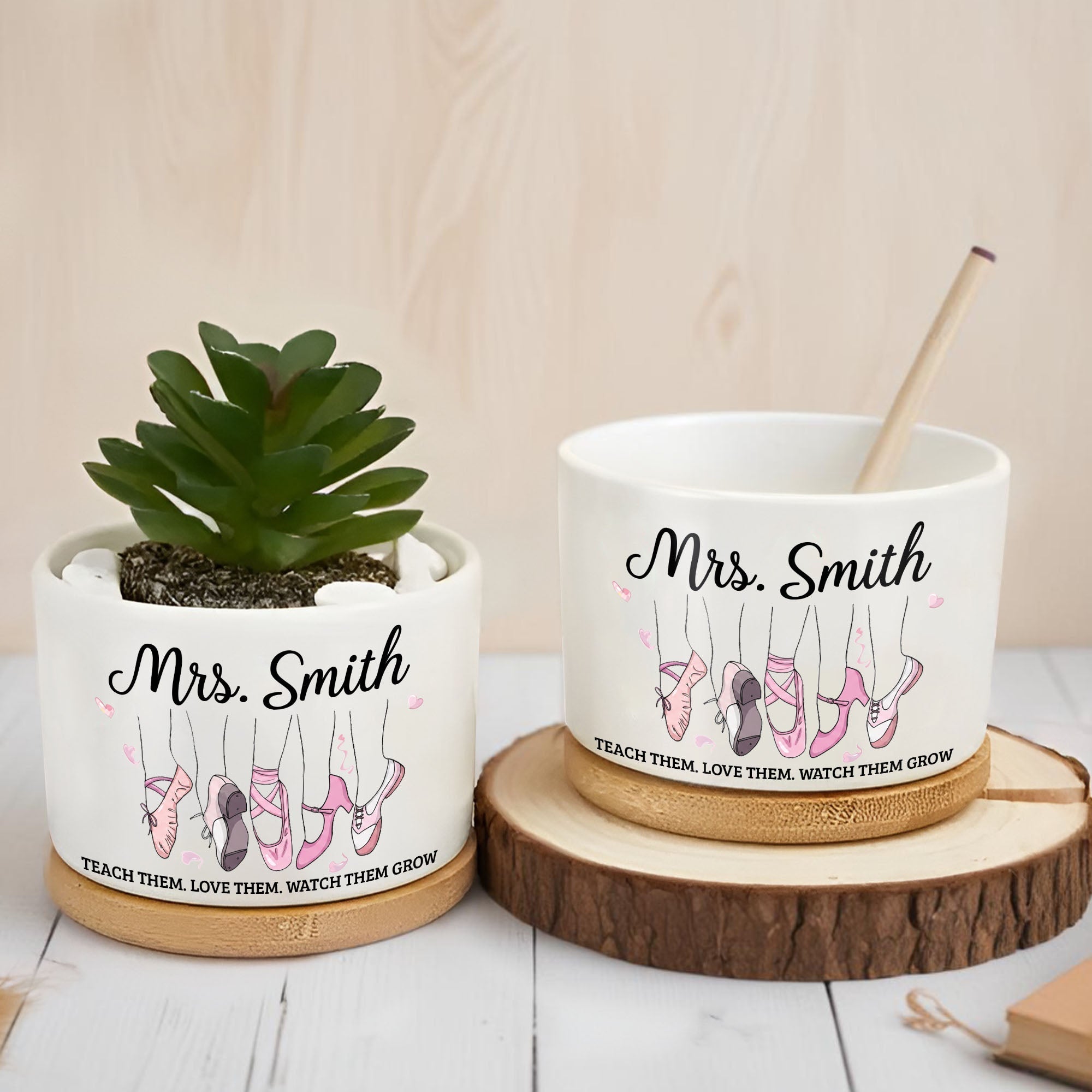 Personalized Ceramic Plant Pot Custom Name Gift for Teachers