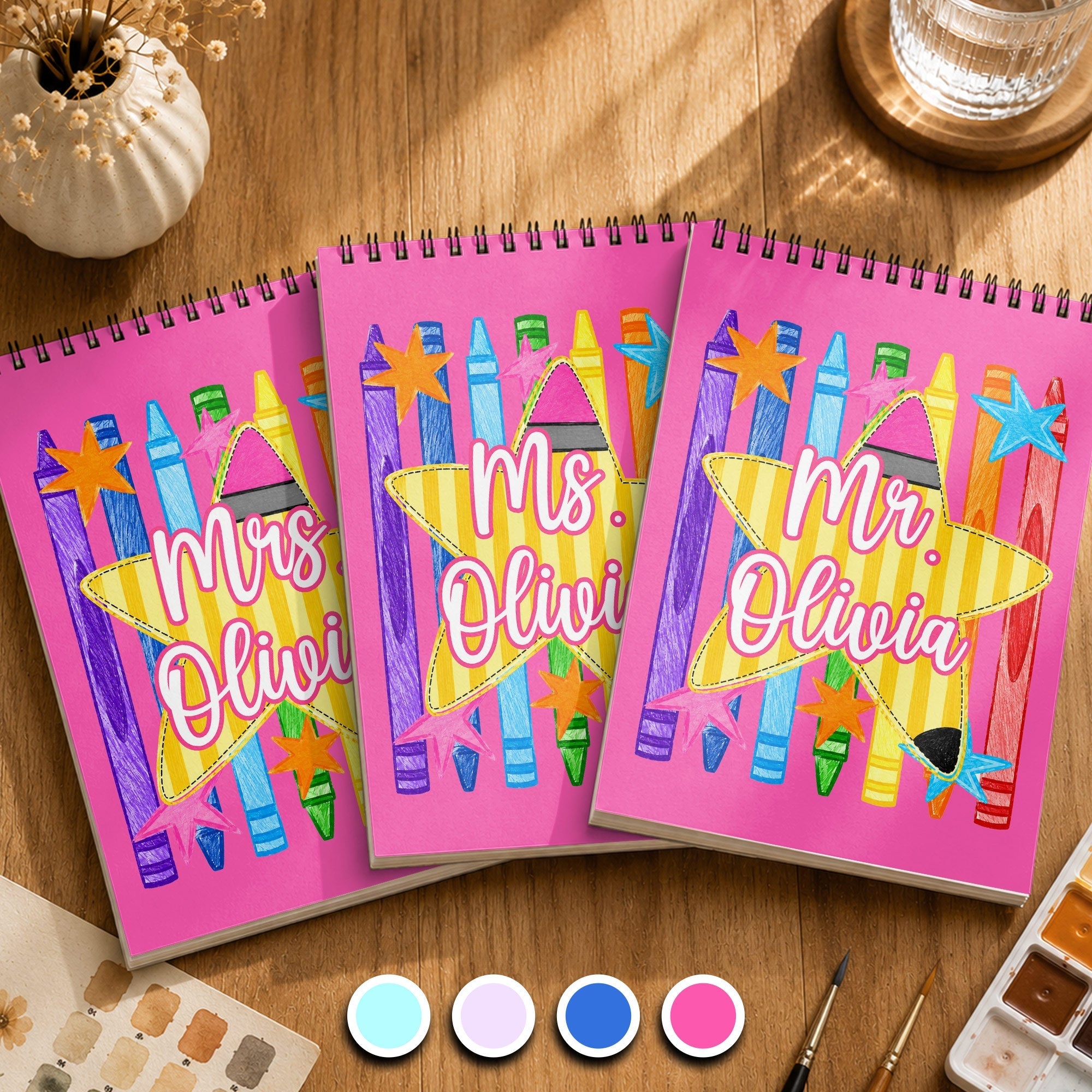 Personalized Sketch Book Custom Name Gift for Teachers