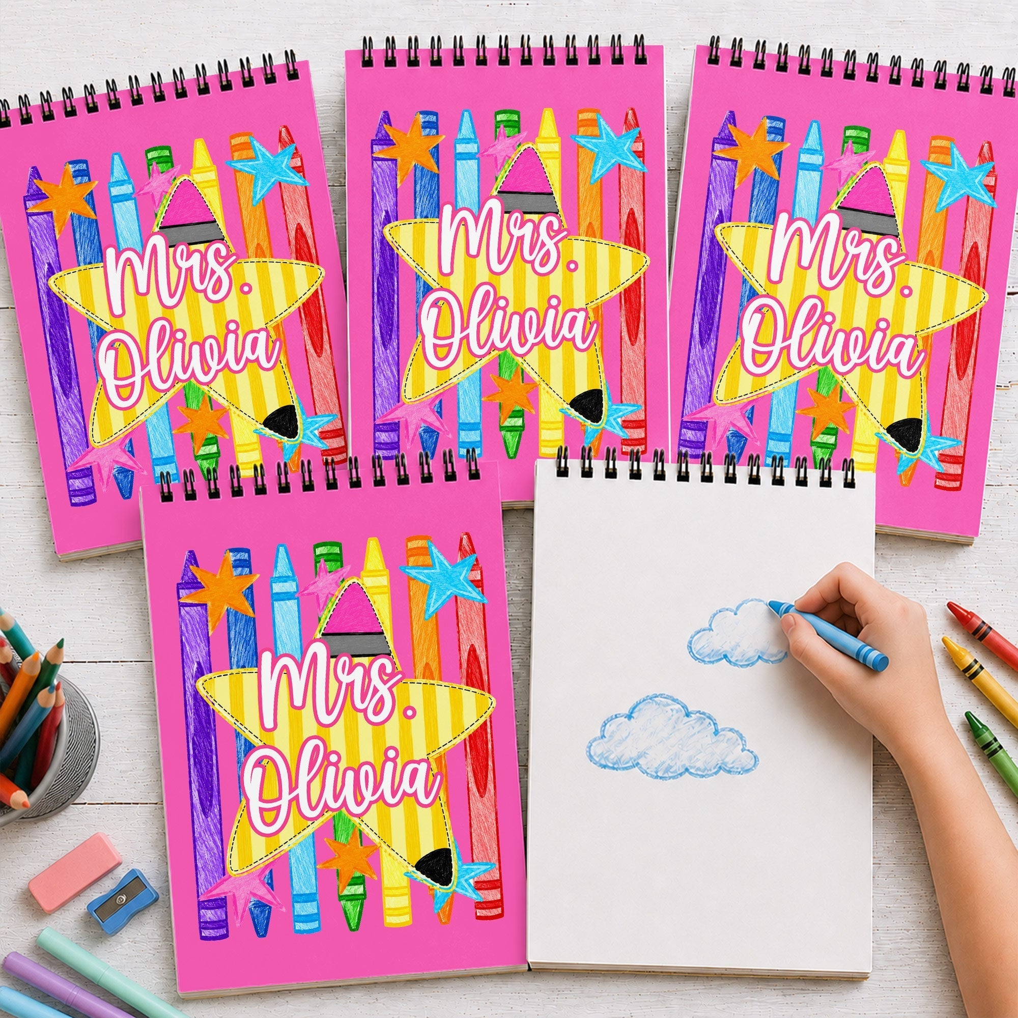 Personalized Sketch Book Custom Name Gift for Teachers