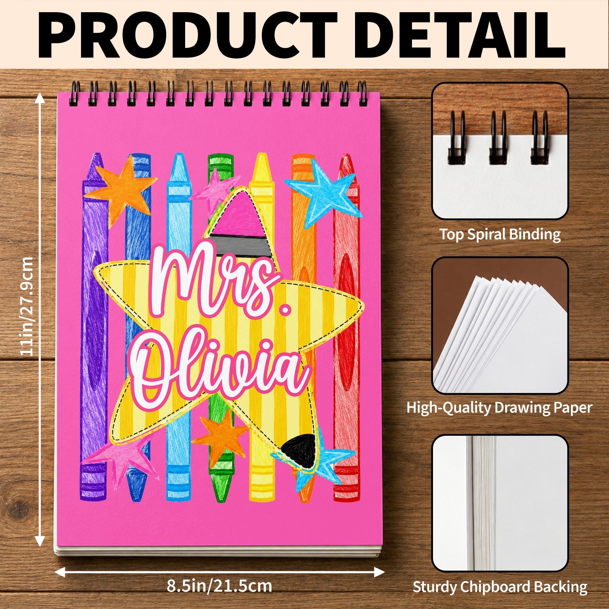 Personalized Sketch Book Custom Name Gift for Teachers