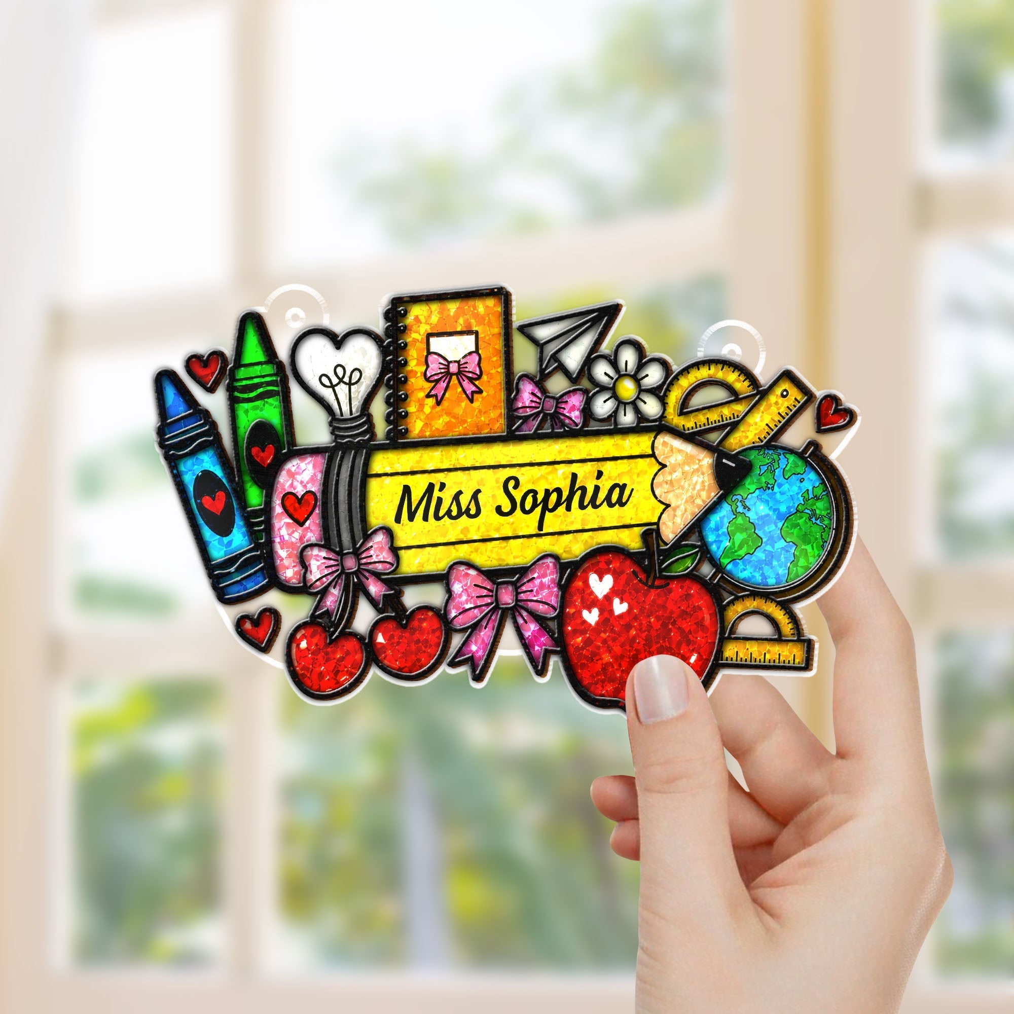 Personalized Classroom Apple Suncatcher Custom Gift for Teacher