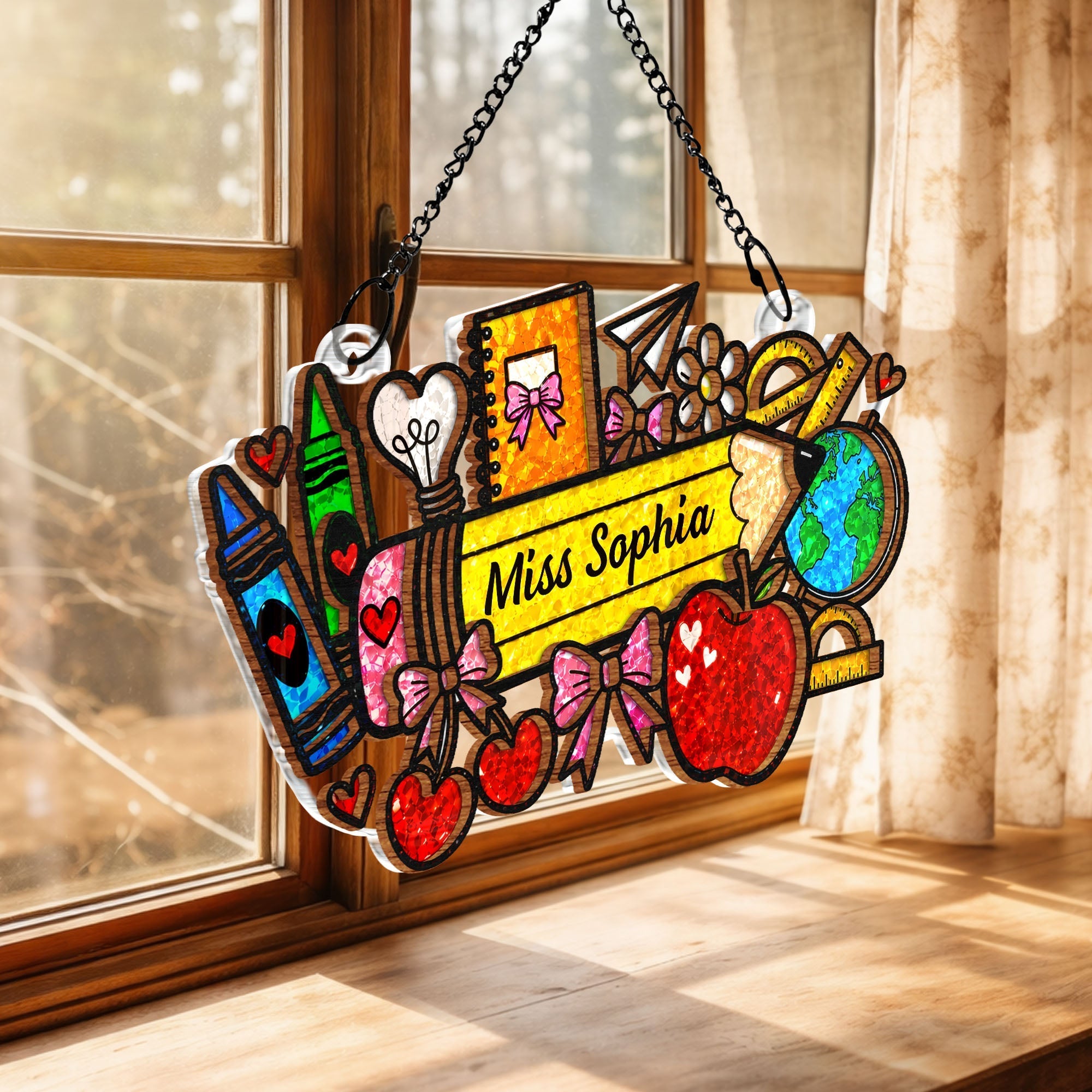 Personalized Classroom Apple Suncatcher Custom Gift for Teacher