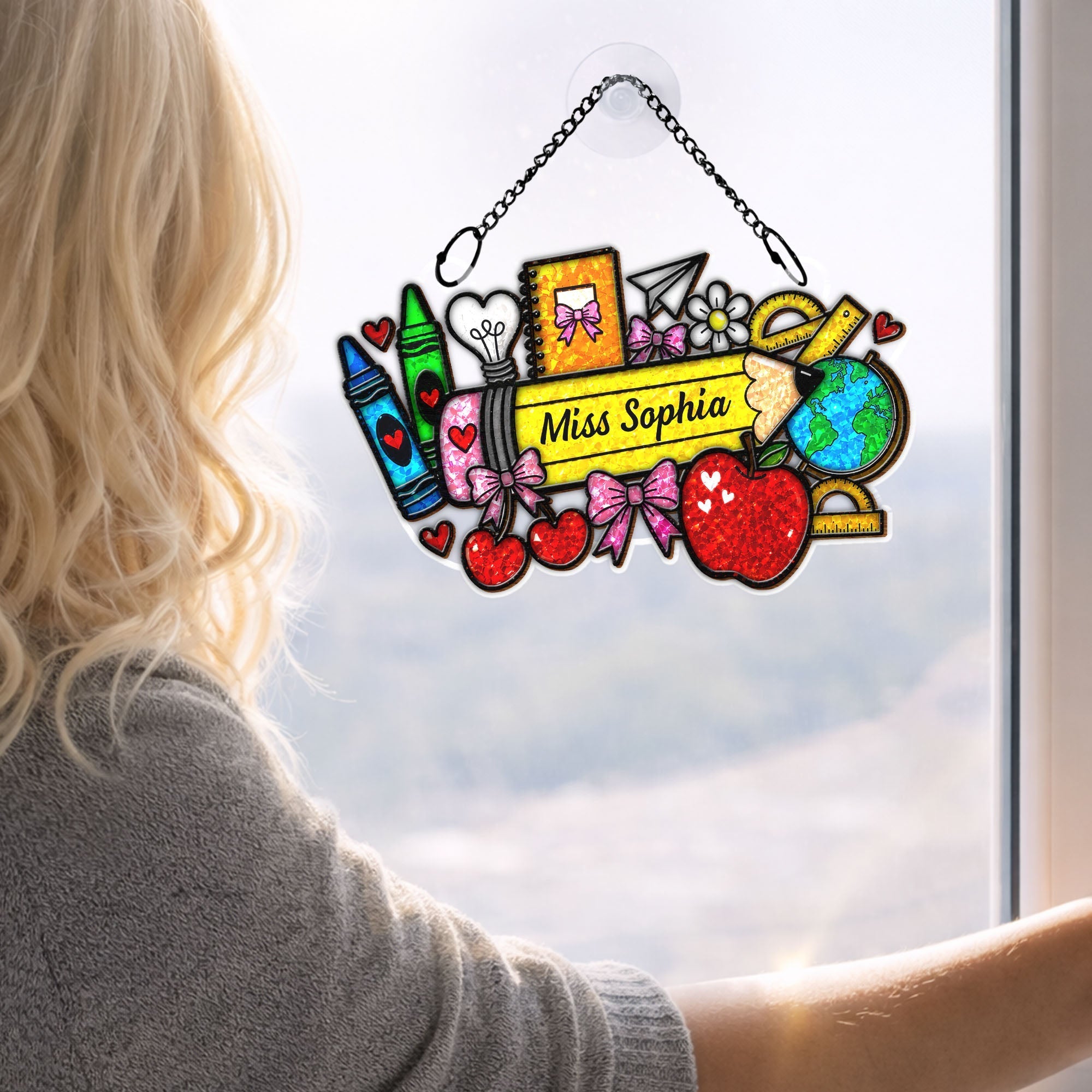 Personalized Classroom Apple Suncatcher Custom Gift for Teacher