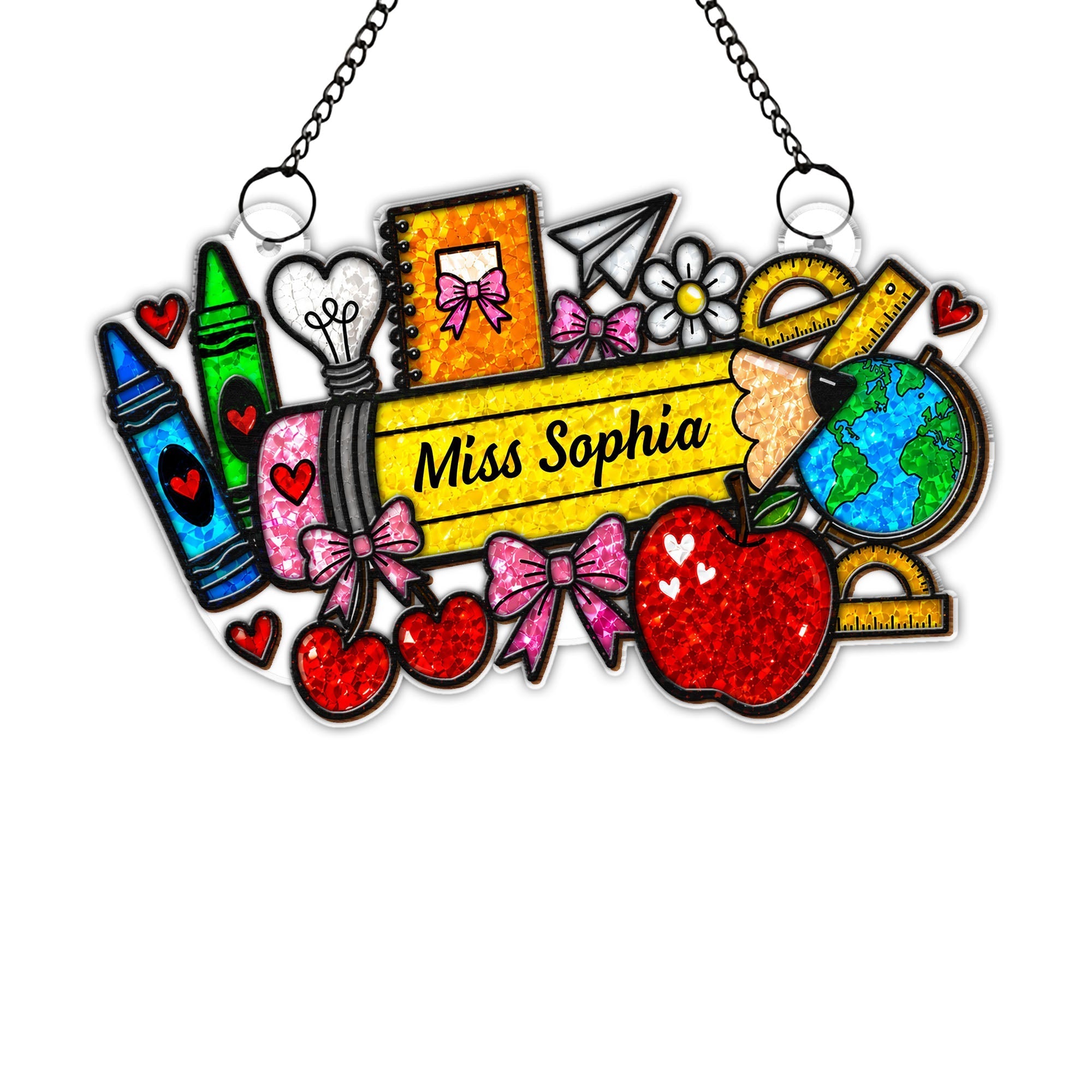 Personalized Classroom Apple Suncatcher Custom Gift for Teacher
