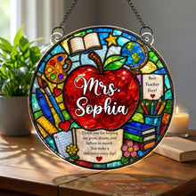 Load image into Gallery viewer, Personalized Stained Glass Apple Suncatcher Gift for Teacher
