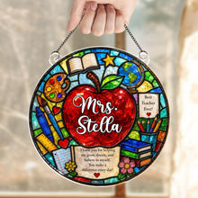 Load image into Gallery viewer, Personalized Stained Glass Apple Suncatcher Gift for Teacher
