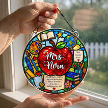 Load image into Gallery viewer, Personalized Stained Glass Apple Suncatcher Gift for Teacher
