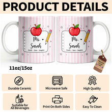 Load image into Gallery viewer, Personalized Teacher Coffee Mug Red Apple Pencil Custom Gift
