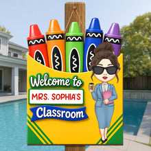 Load image into Gallery viewer, Personalized Teacher Crayon Box Wood Sign Custom Name Gift
