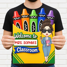 Load image into Gallery viewer, Personalized Teacher Crayon Box Wood Sign Custom Name Gift
