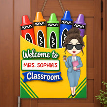 Load image into Gallery viewer, Personalized Teacher Crayon Box Wood Sign Custom Name Gift
