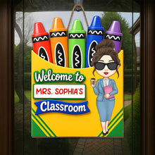 Load image into Gallery viewer, Personalized Teacher Crayon Box Wood Sign Custom Name Gift
