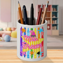 Load image into Gallery viewer, Personalized Leather Circular Pen Holder Custom Teacher Gift
