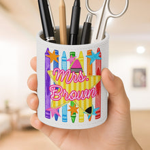 Load image into Gallery viewer, Personalized Leather Circular Pen Holder Custom Teacher Gift
