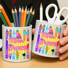 Load image into Gallery viewer, Personalized Leather Circular Pen Holder Custom Teacher Gift
