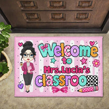 Load image into Gallery viewer, Personalized Doormat Teacher Character Custom Name Gift
