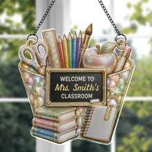 Load image into Gallery viewer, Personalized Classroom Suncatcher Custom Name Apple Decor Gift for Teacher
