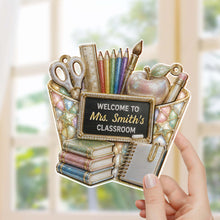 Load image into Gallery viewer, Personalized Classroom Suncatcher Custom Name Apple Decor Gift for Teacher
