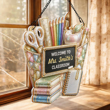 Load image into Gallery viewer, Personalized Classroom Suncatcher Custom Name Apple Decor Gift for Teacher
