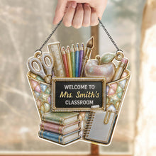 Load image into Gallery viewer, Personalized Classroom Suncatcher Custom Name Apple Decor Gift for Teacher
