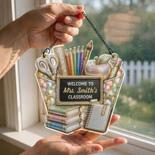 Load image into Gallery viewer, Personalized Classroom Suncatcher Custom Name Apple Decor Gift for Teacher
