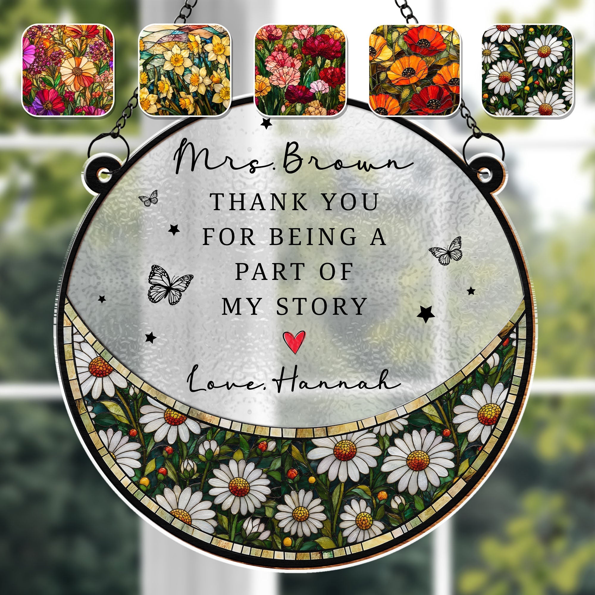 Personalized Stained Glass Suncatcher Custom Teacher Gift