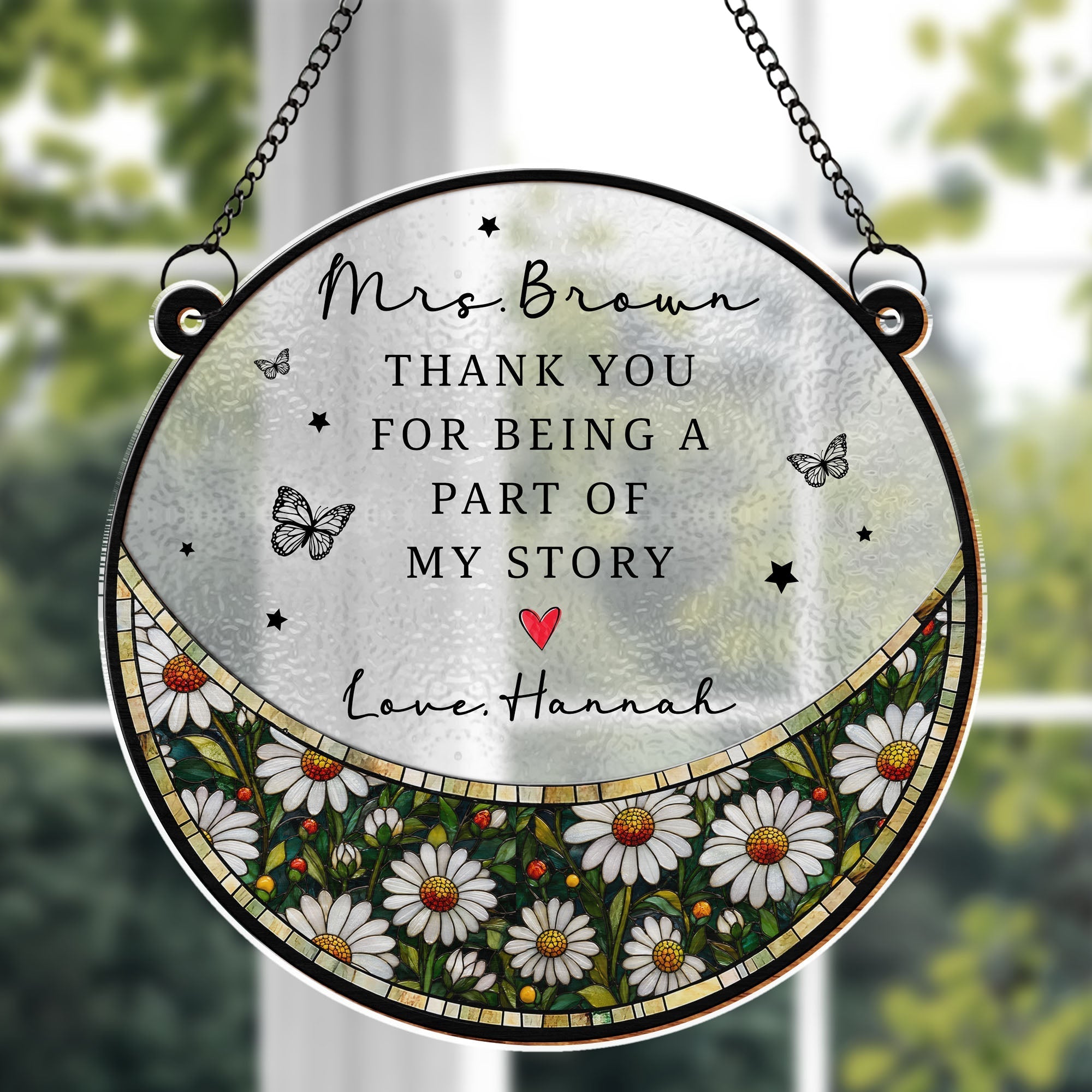 Personalized Stained Glass Suncatcher Custom Teacher Gift