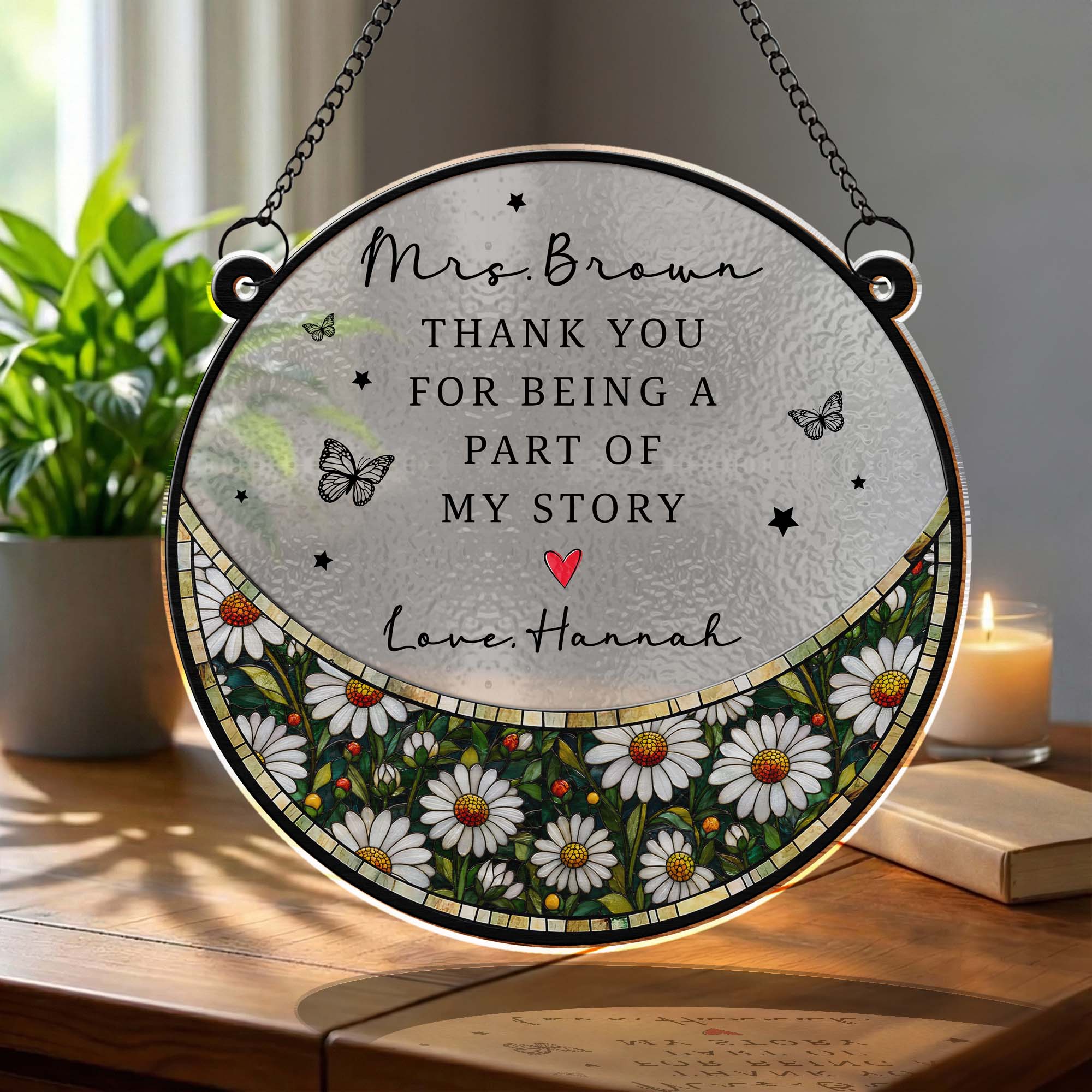 Personalized Stained Glass Suncatcher Custom Teacher Gift